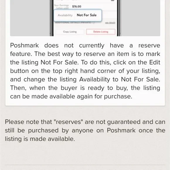 Poshmark Guide For Reserving Items - Picture 1 of 1